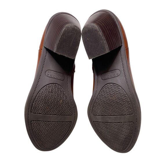 Sonoma Brown Ankle Boots Side Zip Stacked Heel Booties Size 8M Office Business - Picture 6 of 9